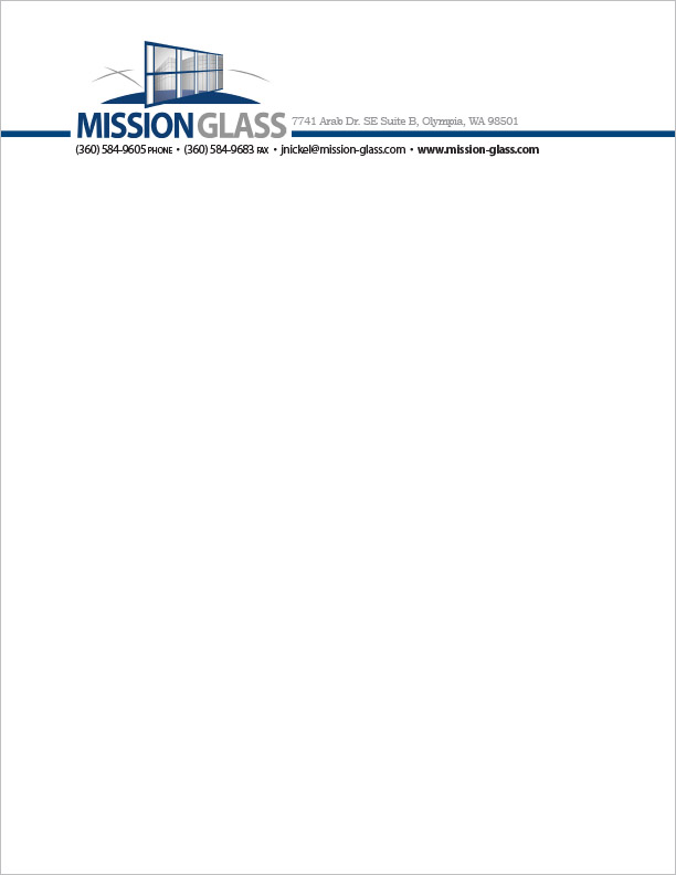 Mission Glass Letterhead Olympia, WA